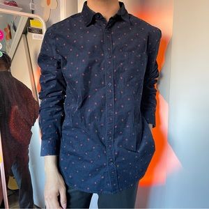 Blue Express Corduroy-like Shirt with Pattern